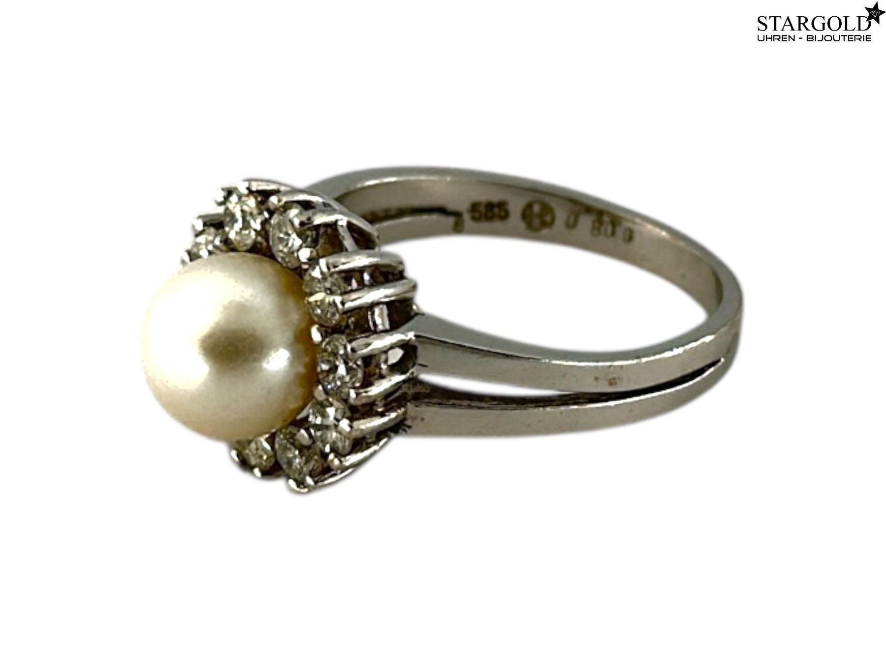 14K Weissgoldring 585 mit Brillanten & Perle - 690 CHF Zürich