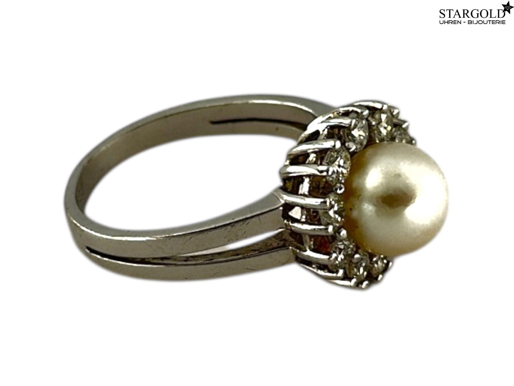 14K Weissgoldring 585 mit Brillanten & Perle - 690 CHF Zürich