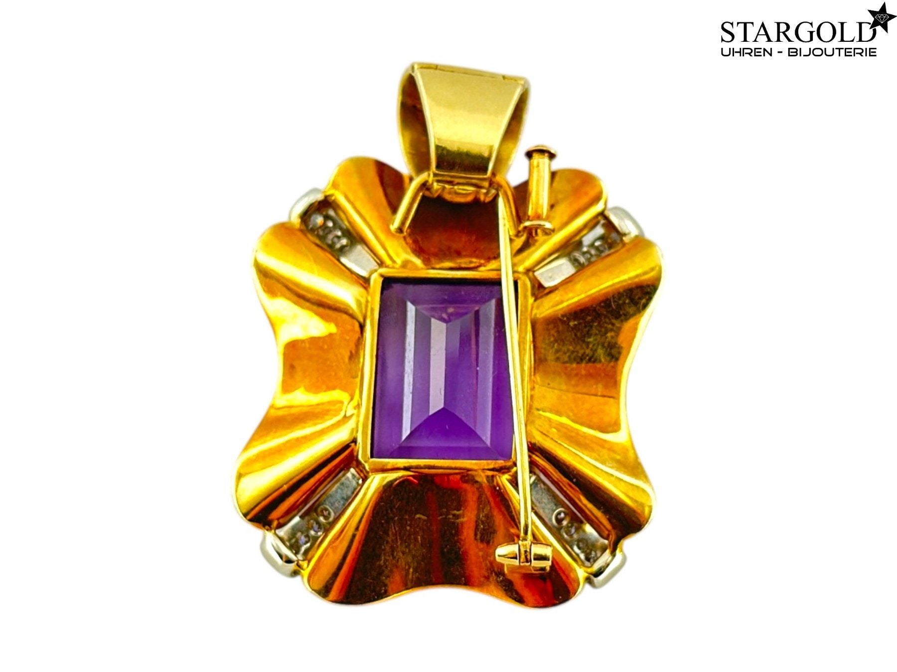 Anhänger & Brosche 18K Gelbgold – Amethyst & Diamanten - 2990 CHF Zürich