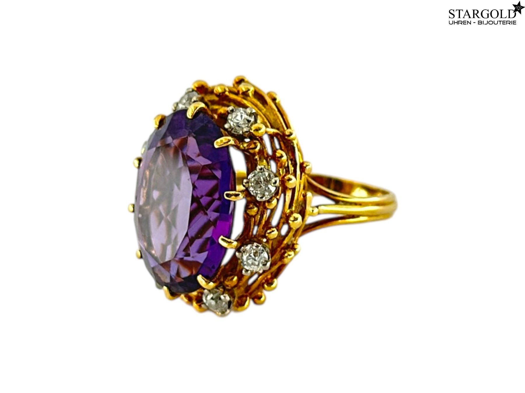 18K Gold Ring mit Diamanten und Amethyst - 1190 CHF Zürich