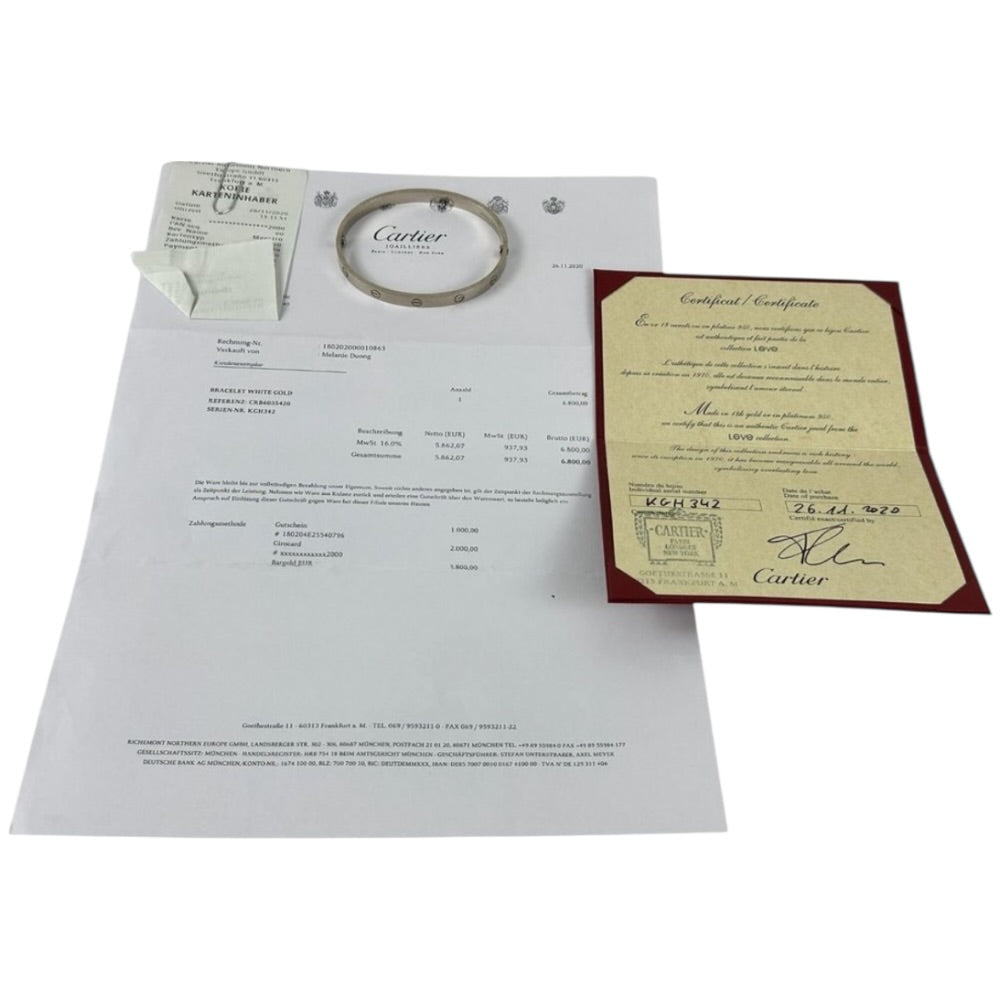 Cartier Love Bracelet in 18 Karat - 750 Weissgold