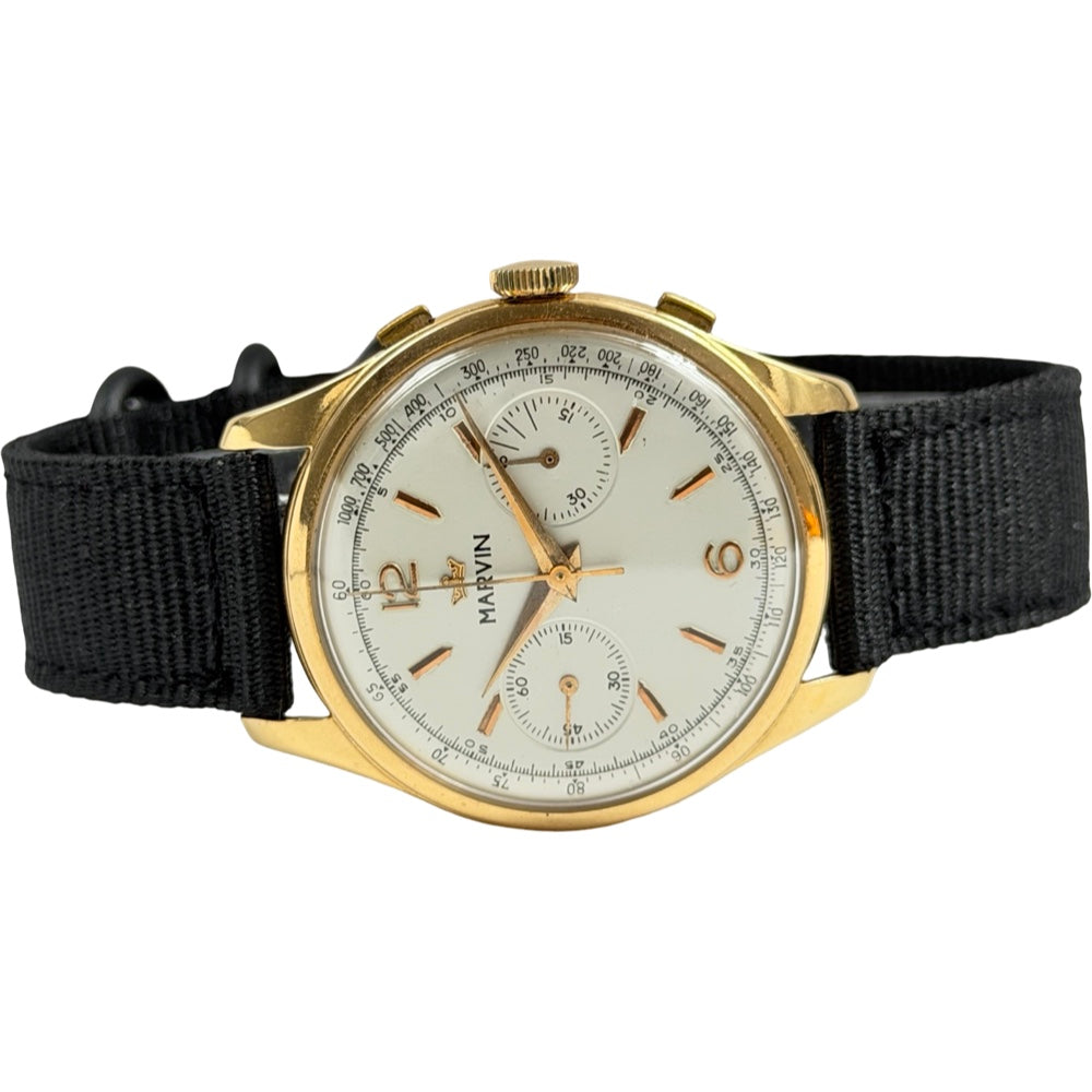 Marvin Handaufzug Chronograph Vintage Gold