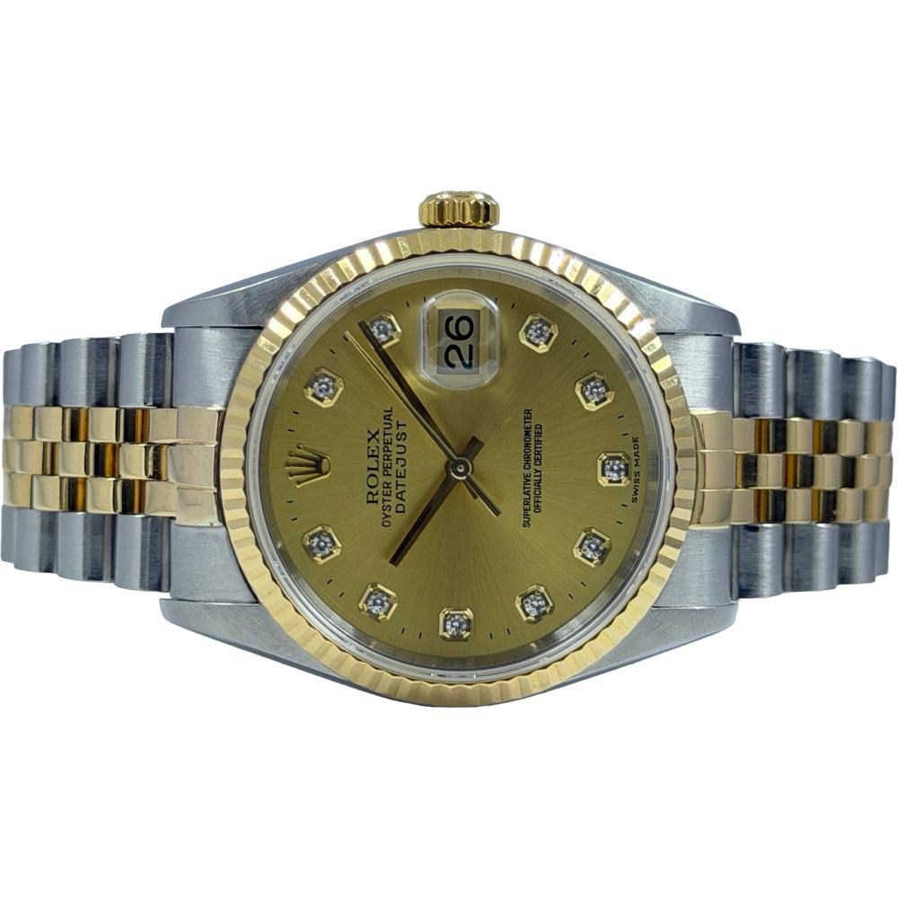 Rolex Datejust 36 Champagne mit Diamanten - 16233