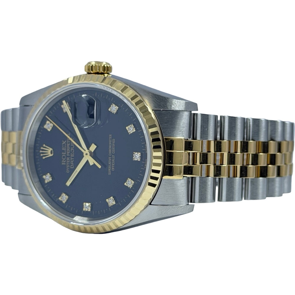 Rolex Datejust 36 schwarz mit Diamanten - 16233
