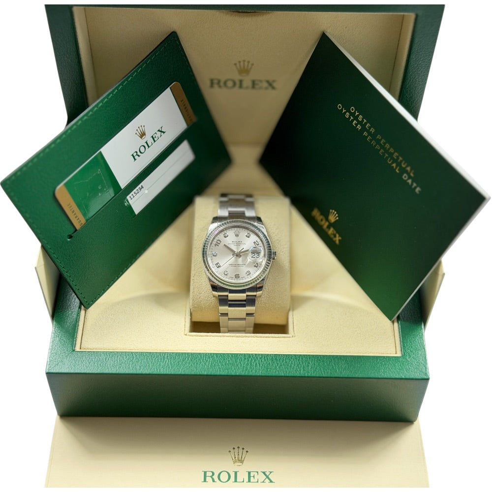 Rolex Oyster Perpetual Date mit Diamanten - 115234