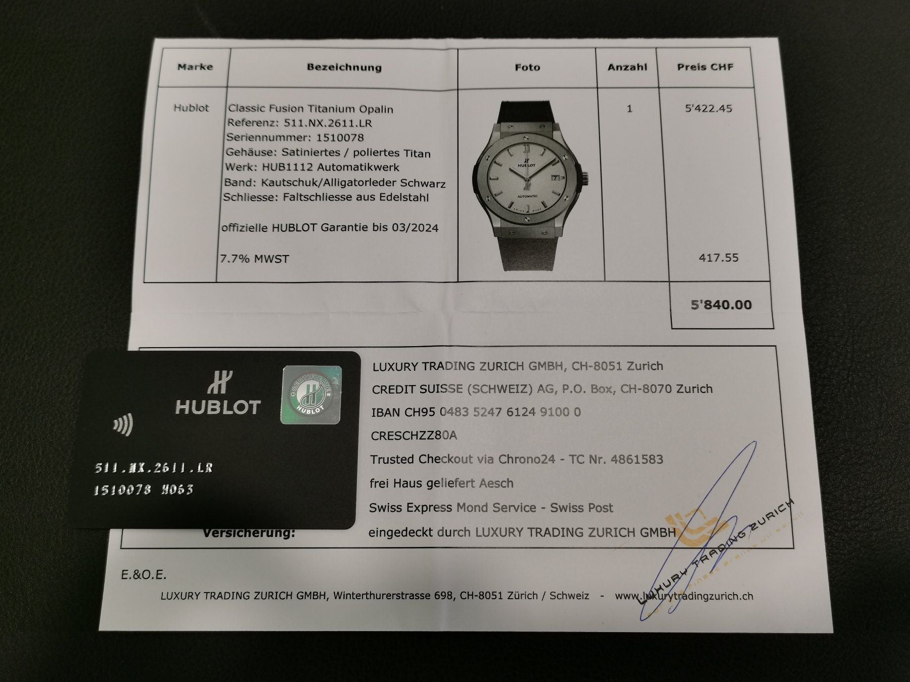 Hublot Classic Fusion Titanium Opalin