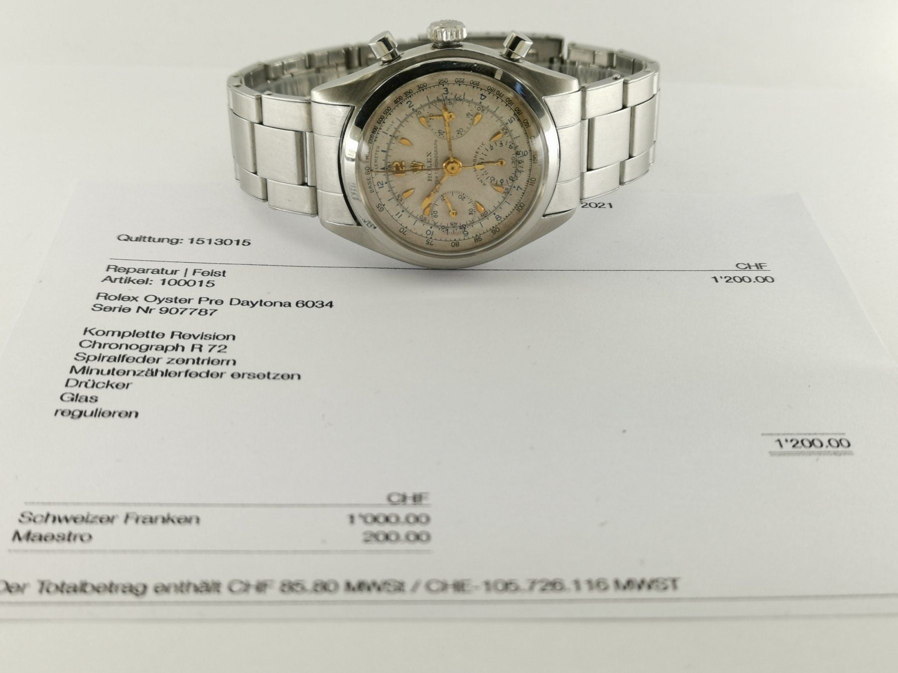 Rolex Chronograph Pre-Daytona - 6034 - 36 mm - 27500 CHF Zürich