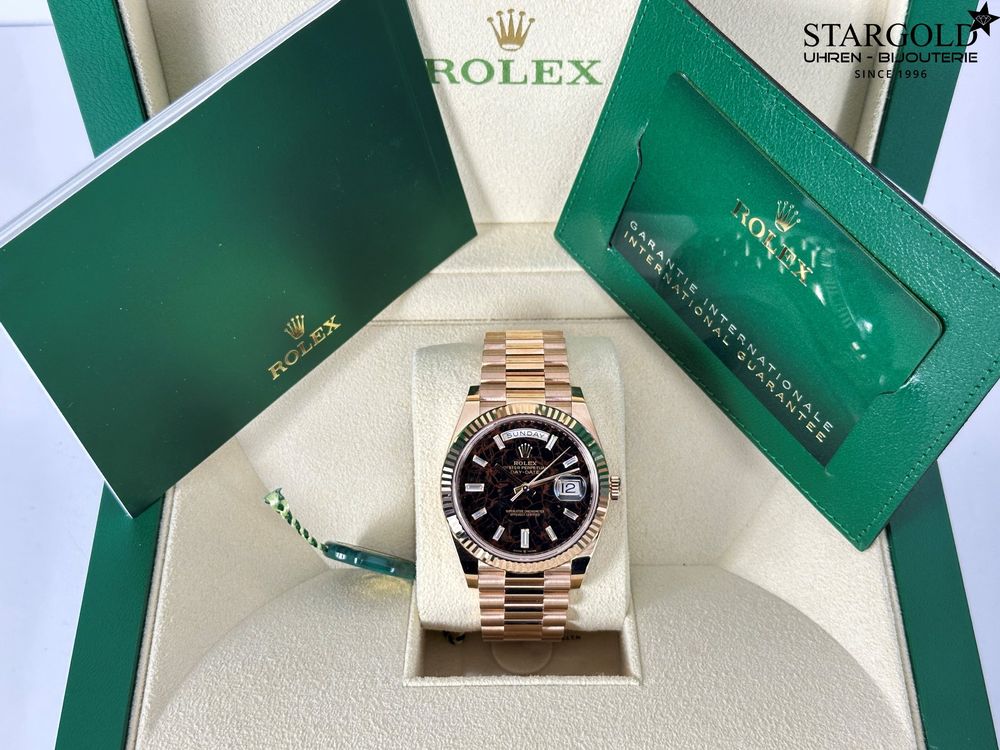 Rolex Day-Date 40 Iron Pebble Baguette Diamond - 228235