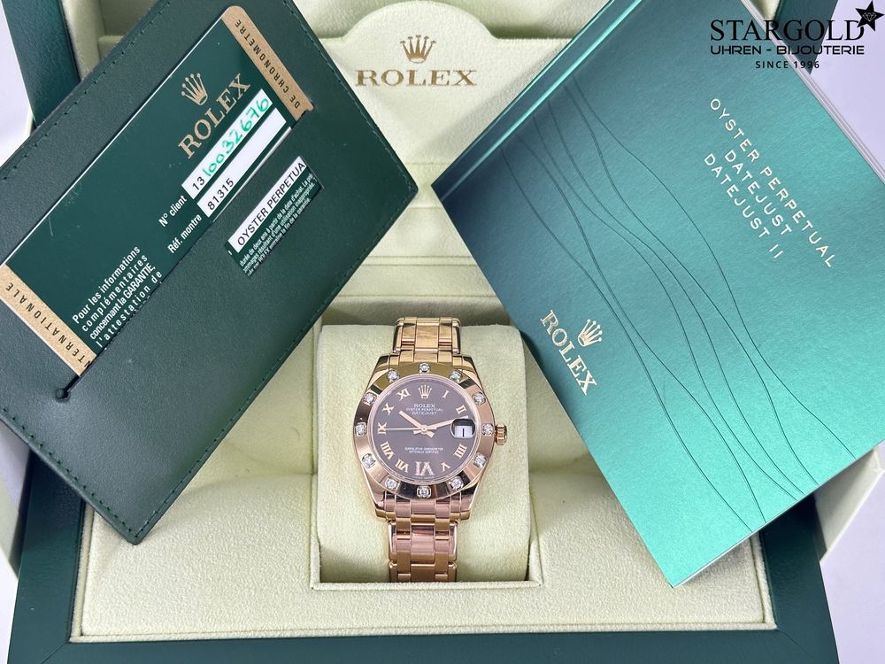 Rolex Lady-Datejust Pearlmaster 34mm 18k rose gold diamond