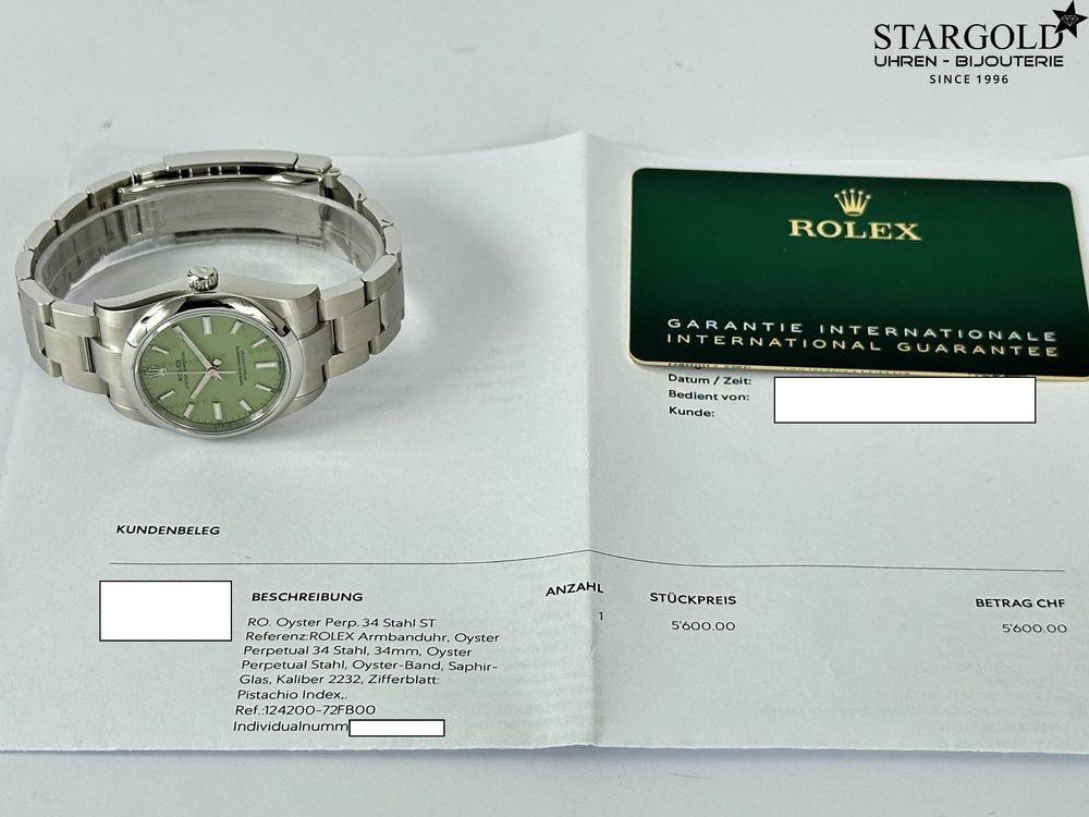 Rolex Oyster Perpetual 34 Pistachio - 124200