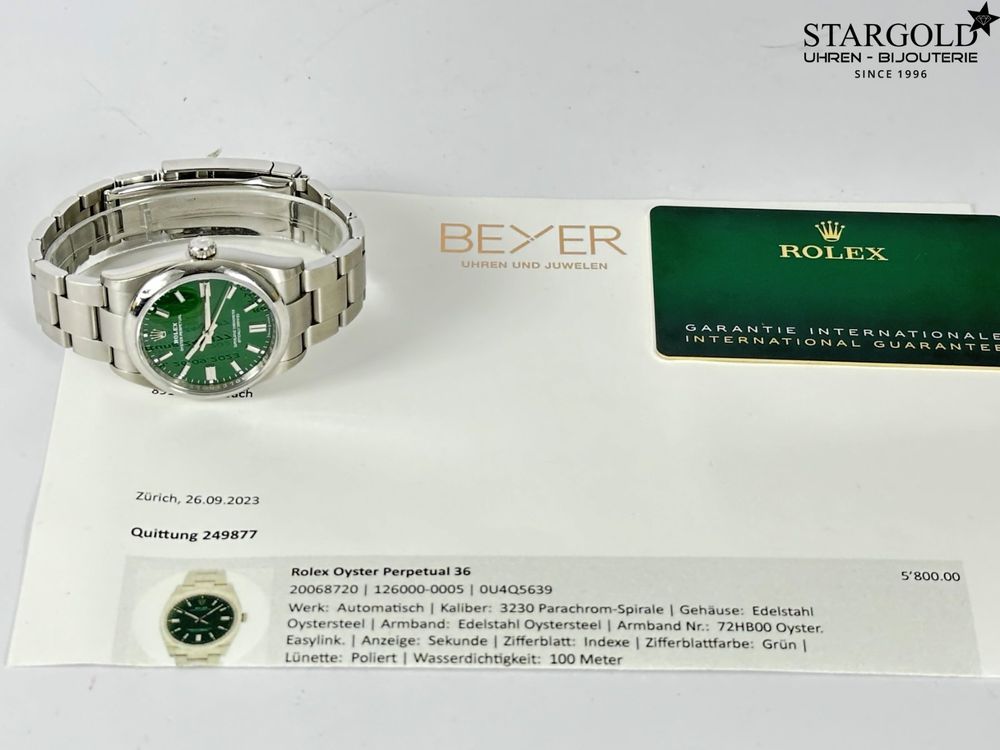 Rolex Oyster Perpetual 36 grün - 126000