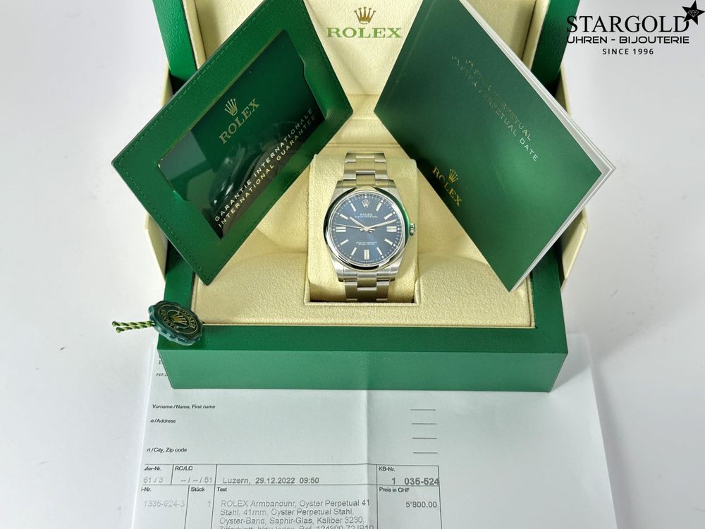 Rolex Oyster Perpetual Blau 41 - 124300
