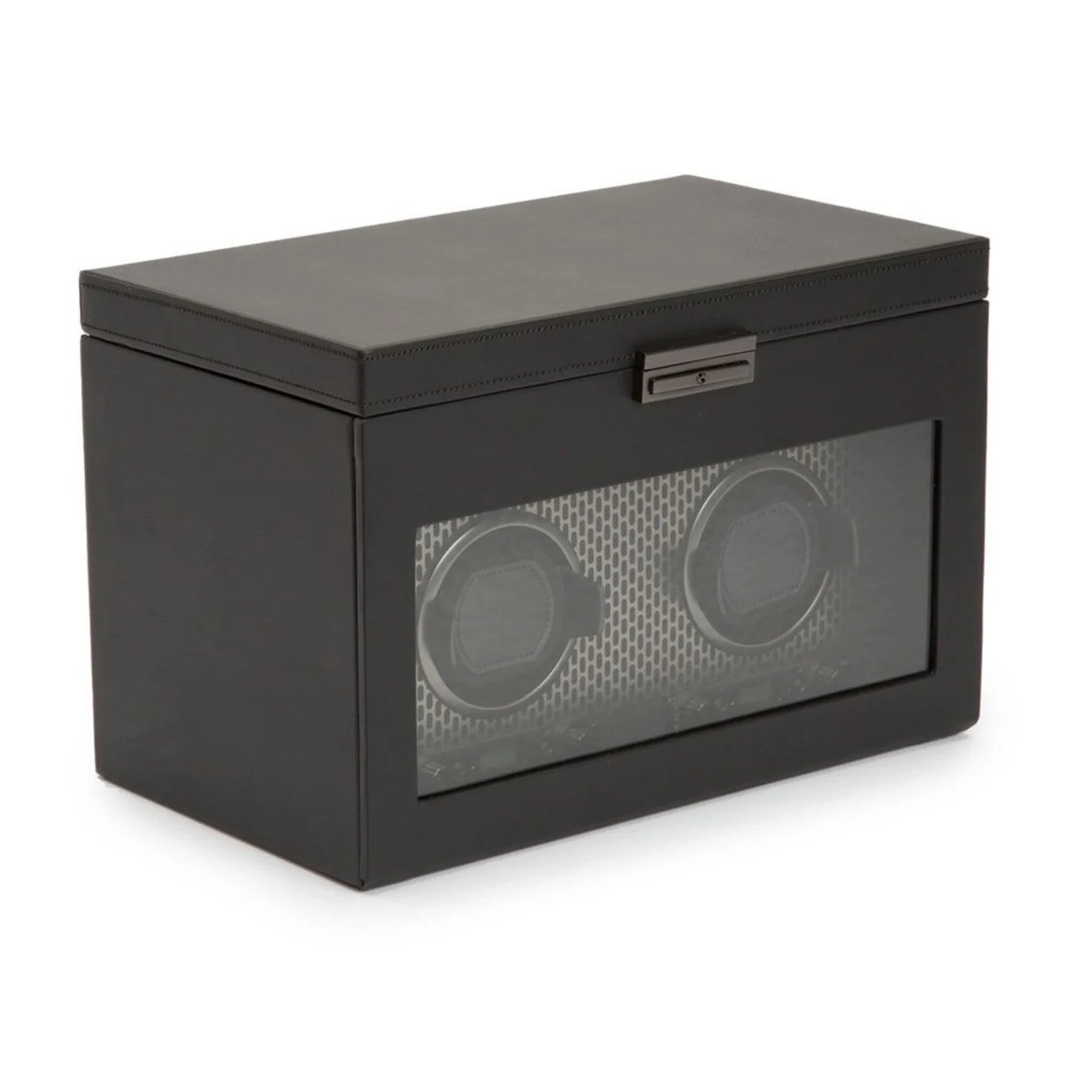 Uhrenbeweger Axis Double Watch Winder mit Schmuckfach und Reise-Etui - Pulverbeschichtet