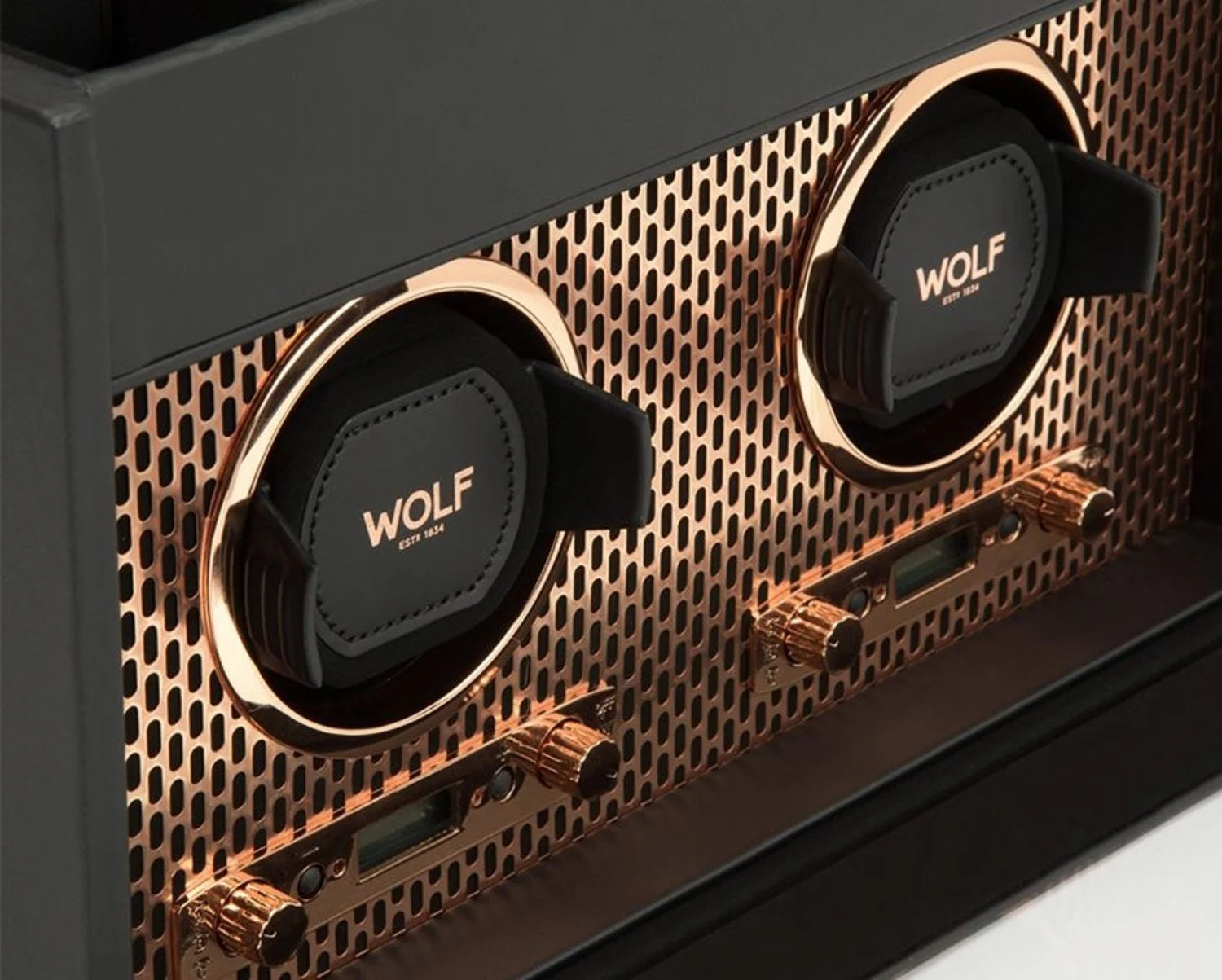 Uhrenbeweger Axis Double Watch Winder mit Schmuckfach und Reise-Etui - Kupfer