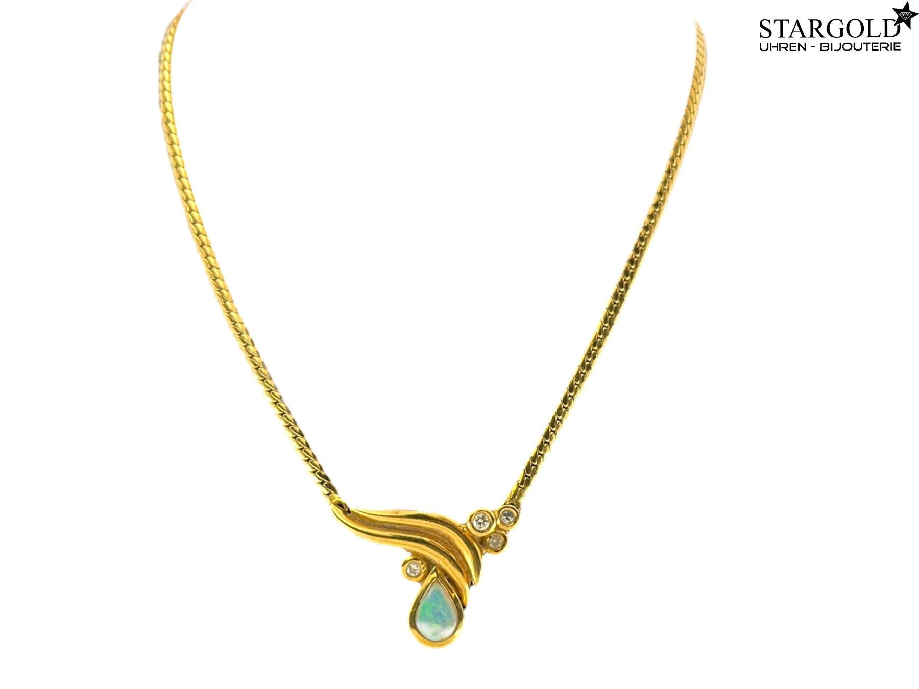 Kette 18K Gelbgold 750 mit Opal & Diamanten