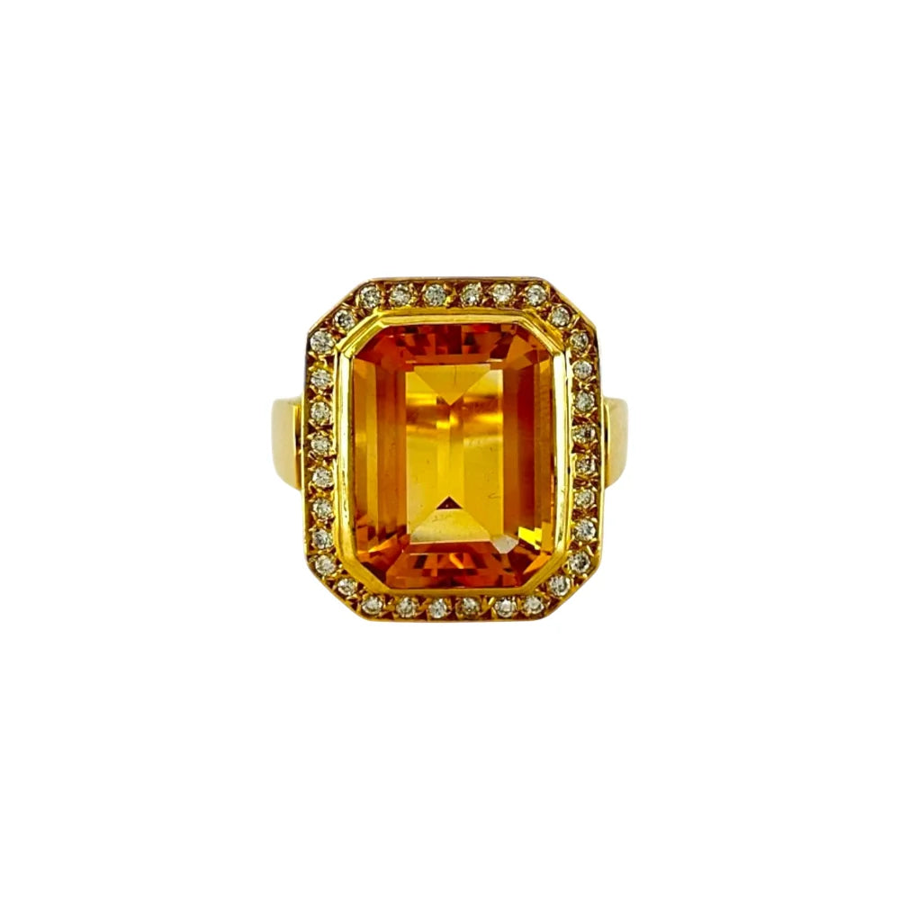 Ring 18K Gelbgold 750 mit Citrin & Diamanten