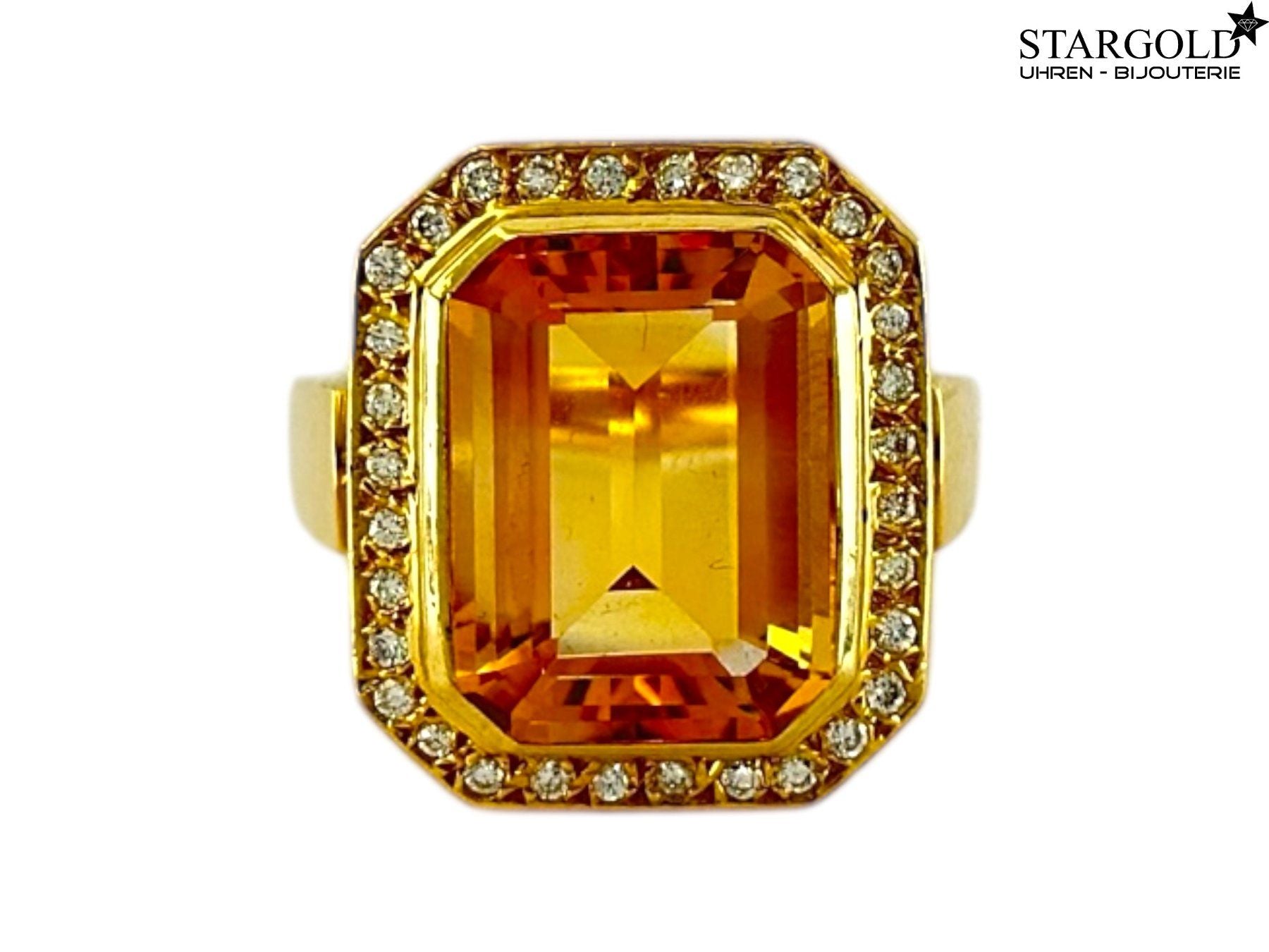 Ring 18K Gelbgold 750 mit Citrin & Diamanten stargold.ch