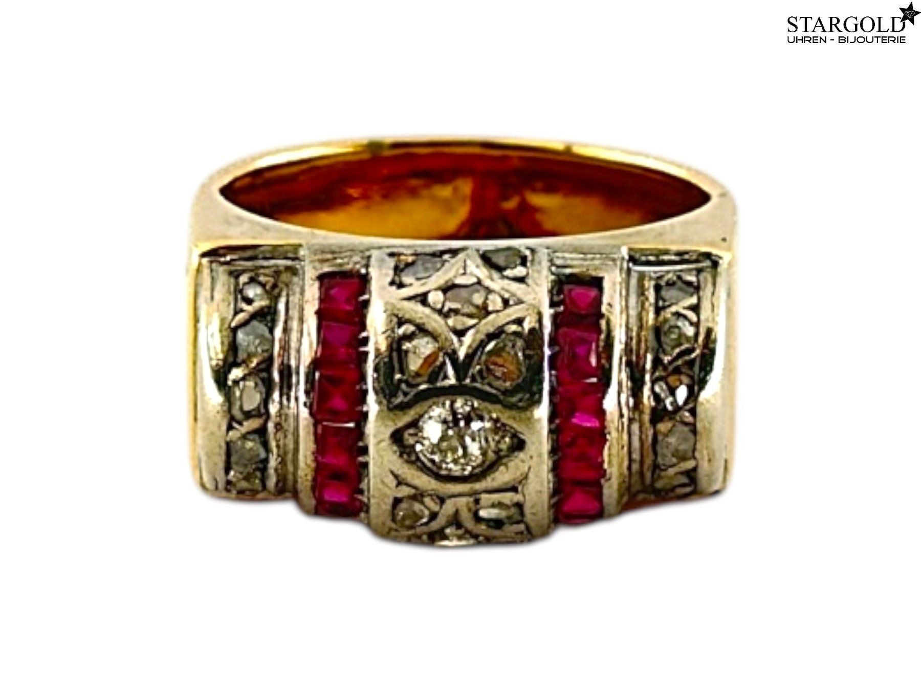 18K Goldring mit Brillanten & Rubin