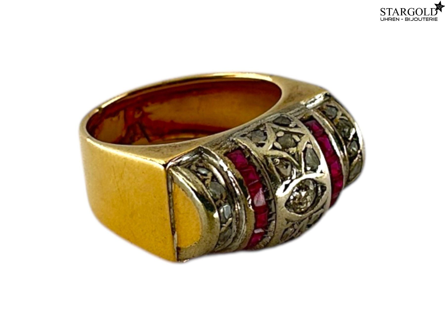 18K Goldring mit Brillanten & Rubin