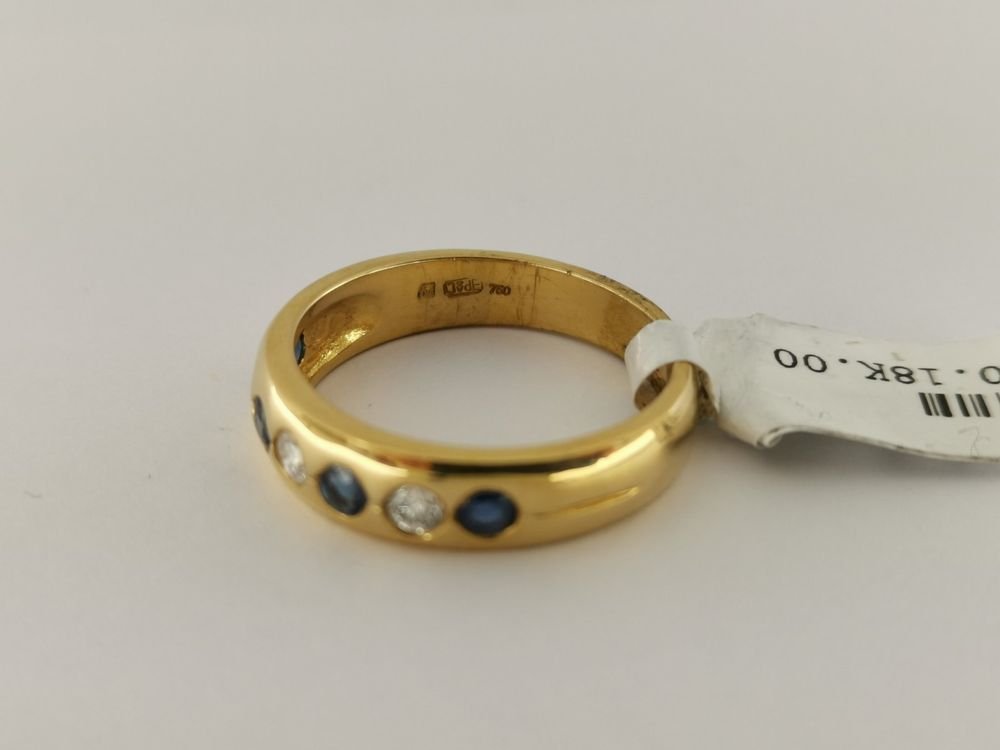 18K Goldring mit Diamanten und Saphire - RING061222