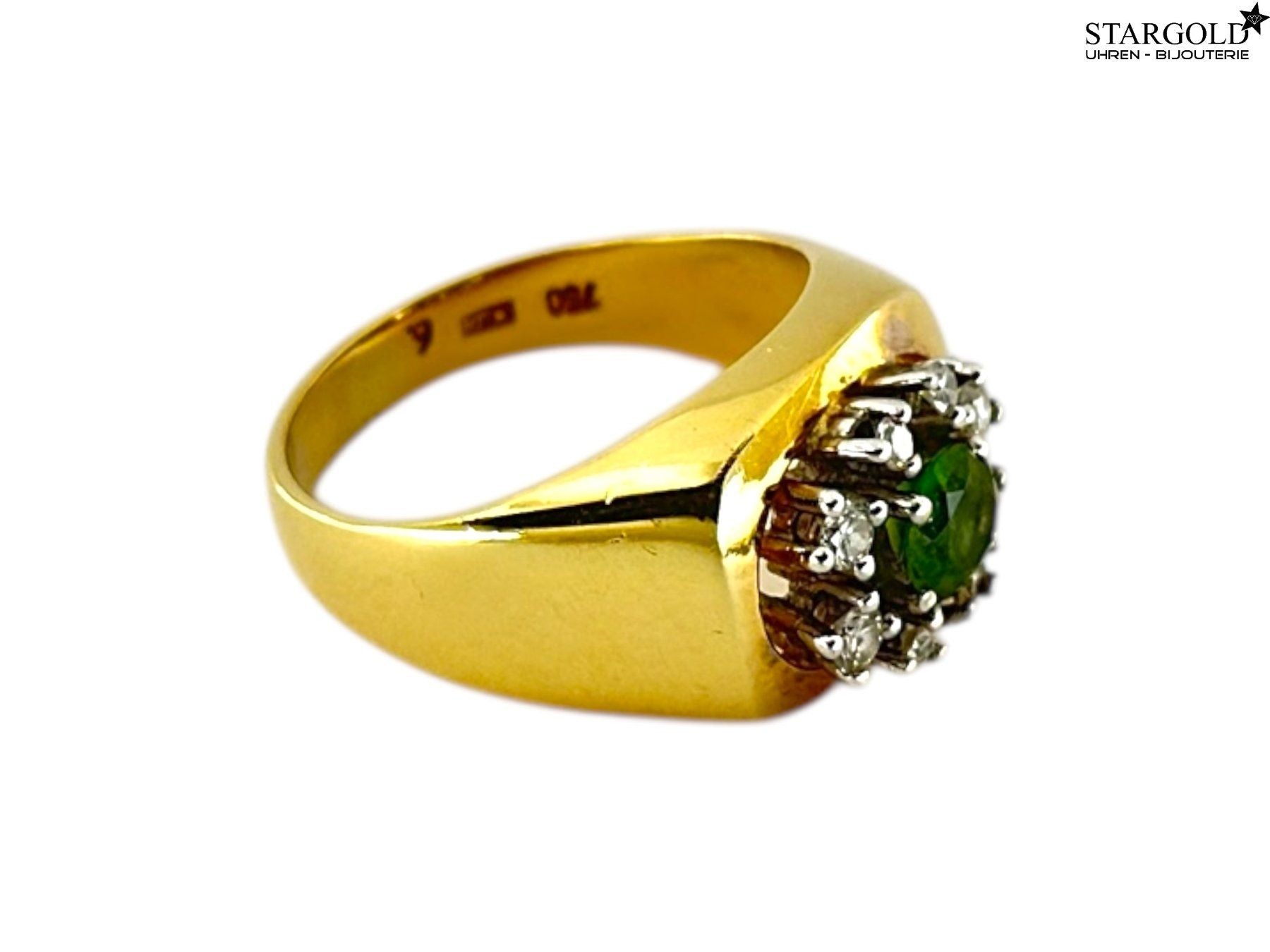 18K Goldring mit Smaragd & Brillanten