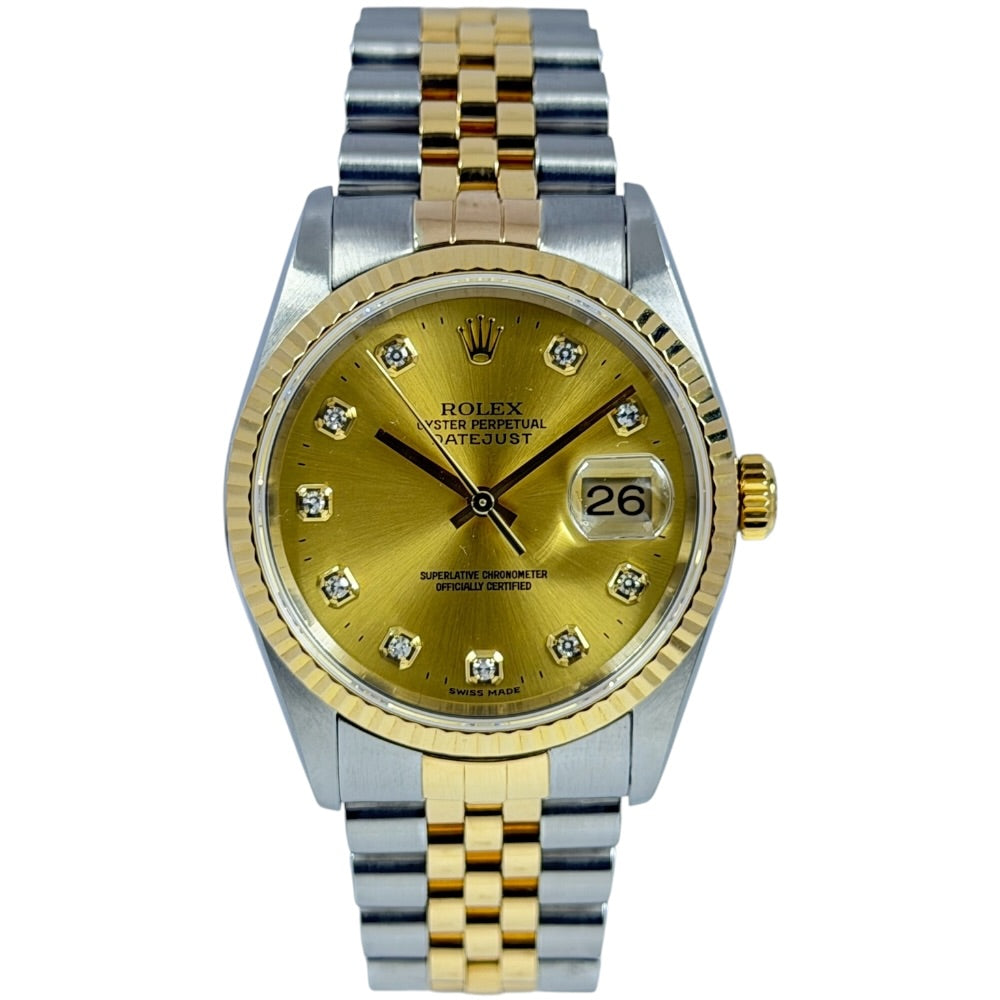 Rolex Datejust 36 Champagne mit Diamanten - 16233 auf Stargold.ch erhältlich.