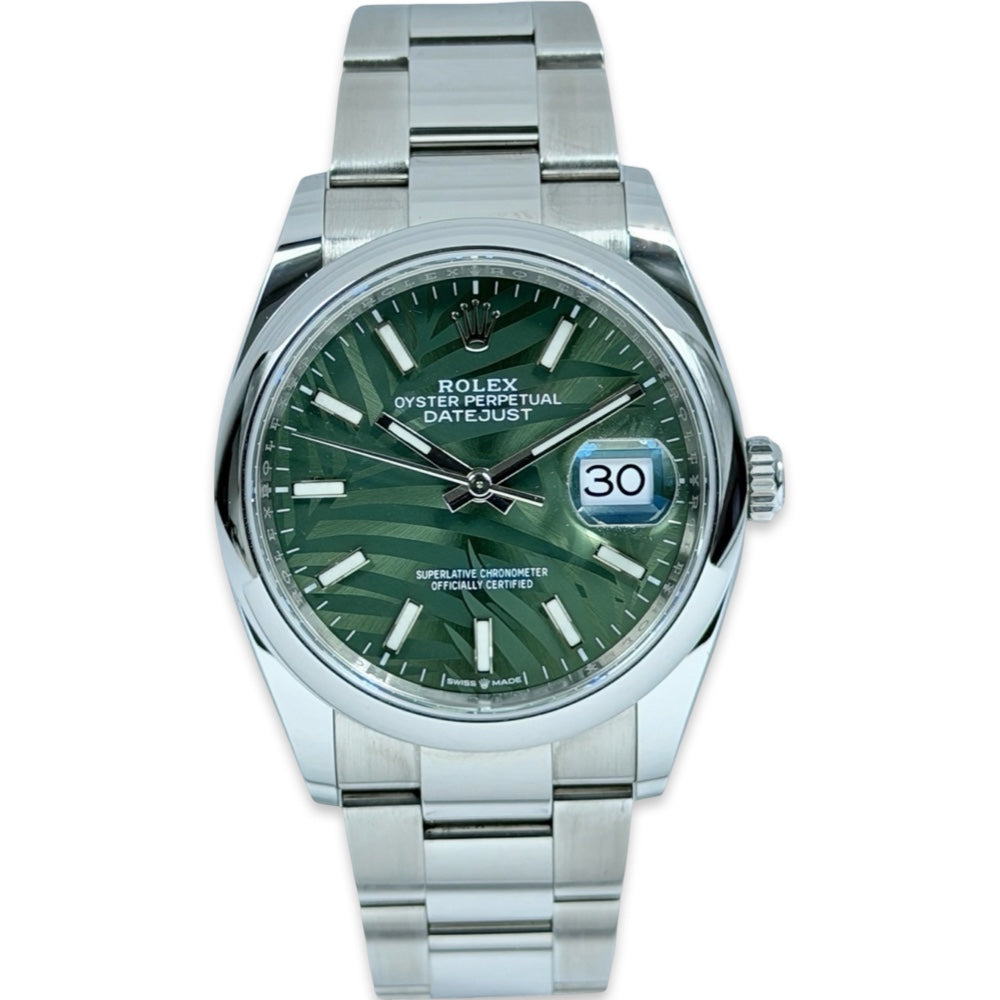 Rolex Datejust 36 Olive Green Palm - 126200 auf Stargold.ch erhältlich.