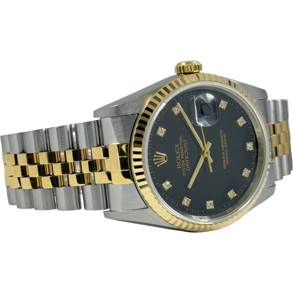 Rolex Datejust 36 schwarz mit Diamanten - 16233