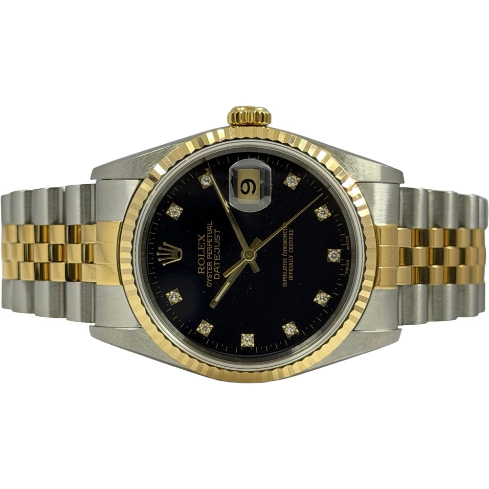 Rolex Datejust 36 schwarz mit Diamanten - 16233