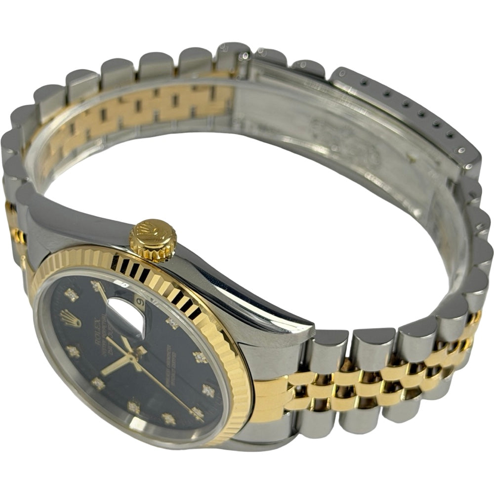 Rolex Datejust 36 schwarz mit Diamanten - 16233