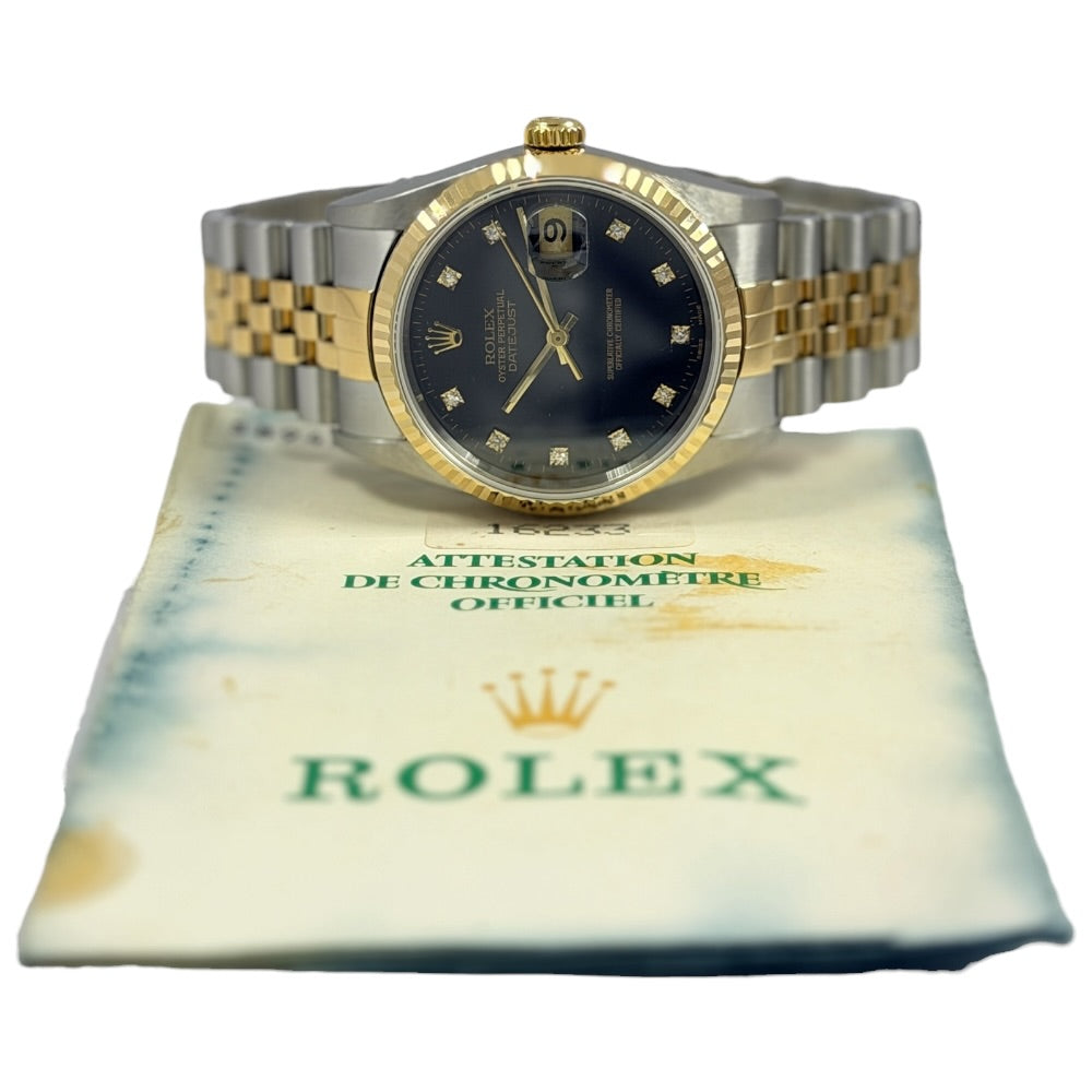Rolex Datejust 36 schwarz mit Diamanten - 16233