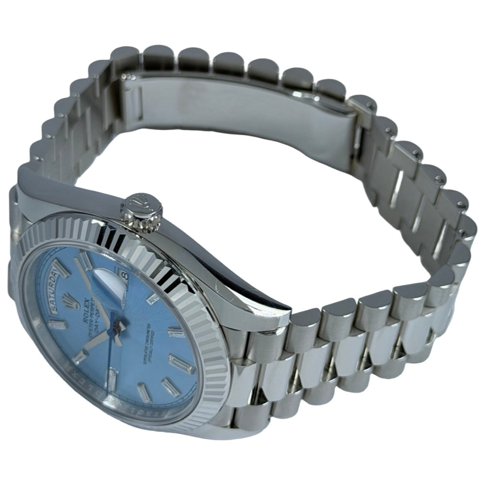 Rolex Day-Date 40 Platin Ice Blue Baguette - 228236