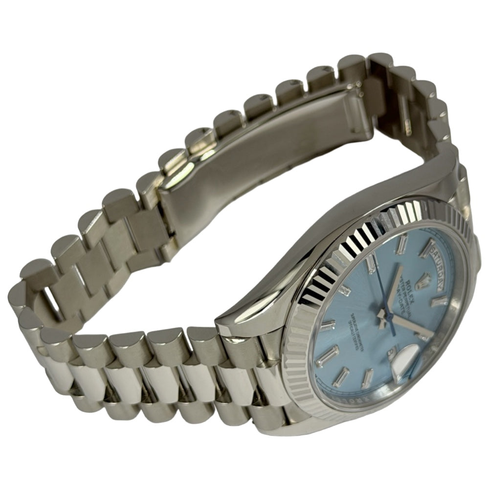 Rolex Day-Date 40 Platin Ice Blue Baguette - 228236