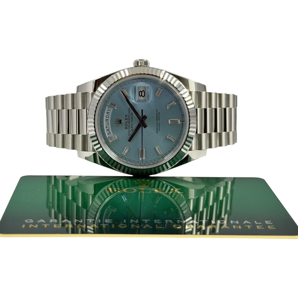 Rolex Day-Date 40 Platin Ice Blue Baguette - 228236