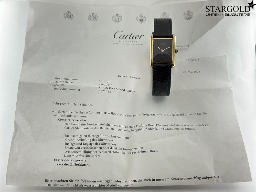 Cartier Tank Plain Onyx Zifferblatt Large