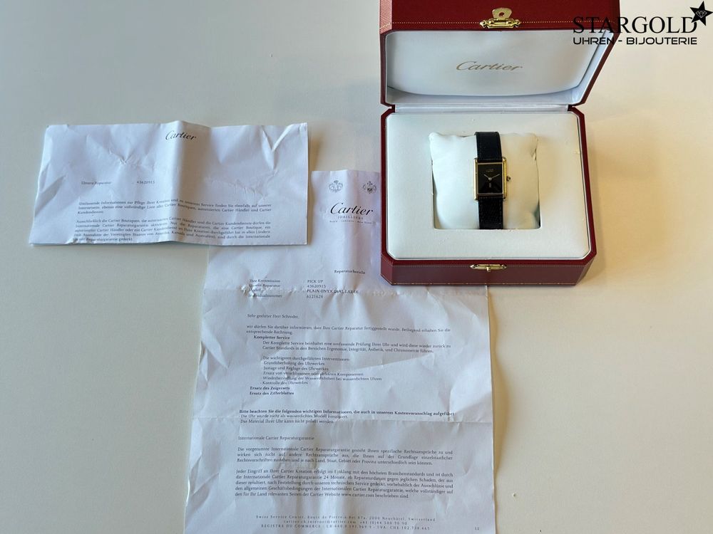 Cartier Tank Plain Onyx Zifferblatt Large