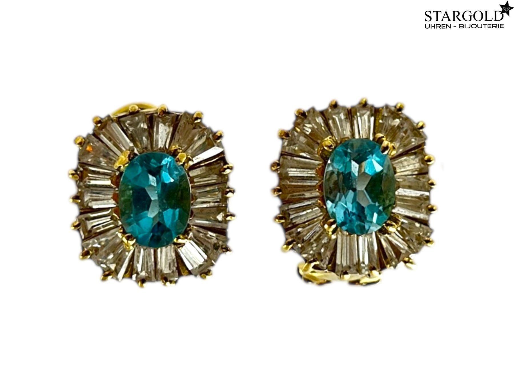 Ohrring 14K Gelbgold & Zirkonia-Steine stargold.ch