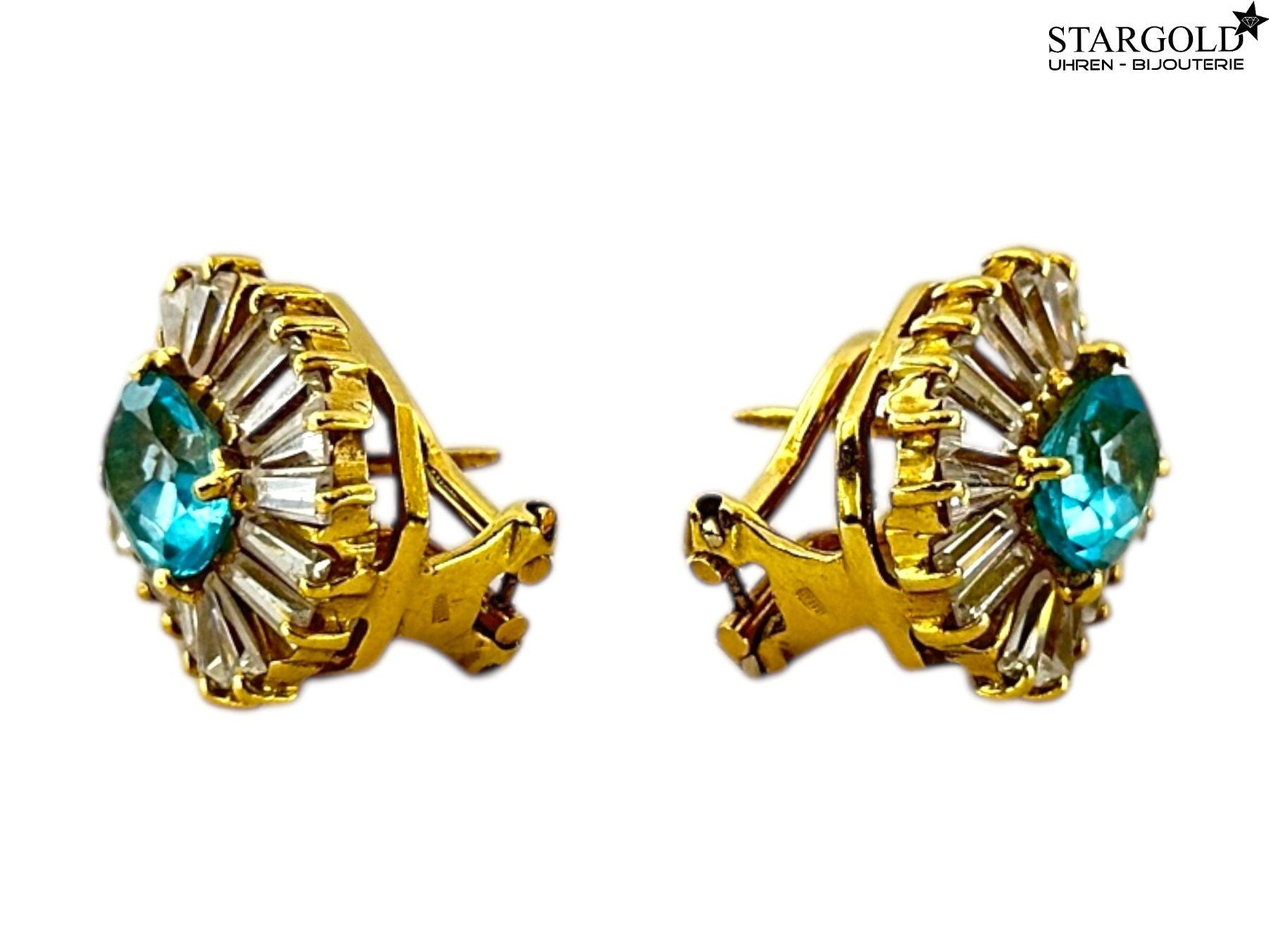 Ohrring 14K Gelbgold & Zirkonia-Steine von Seite - stargold.ch