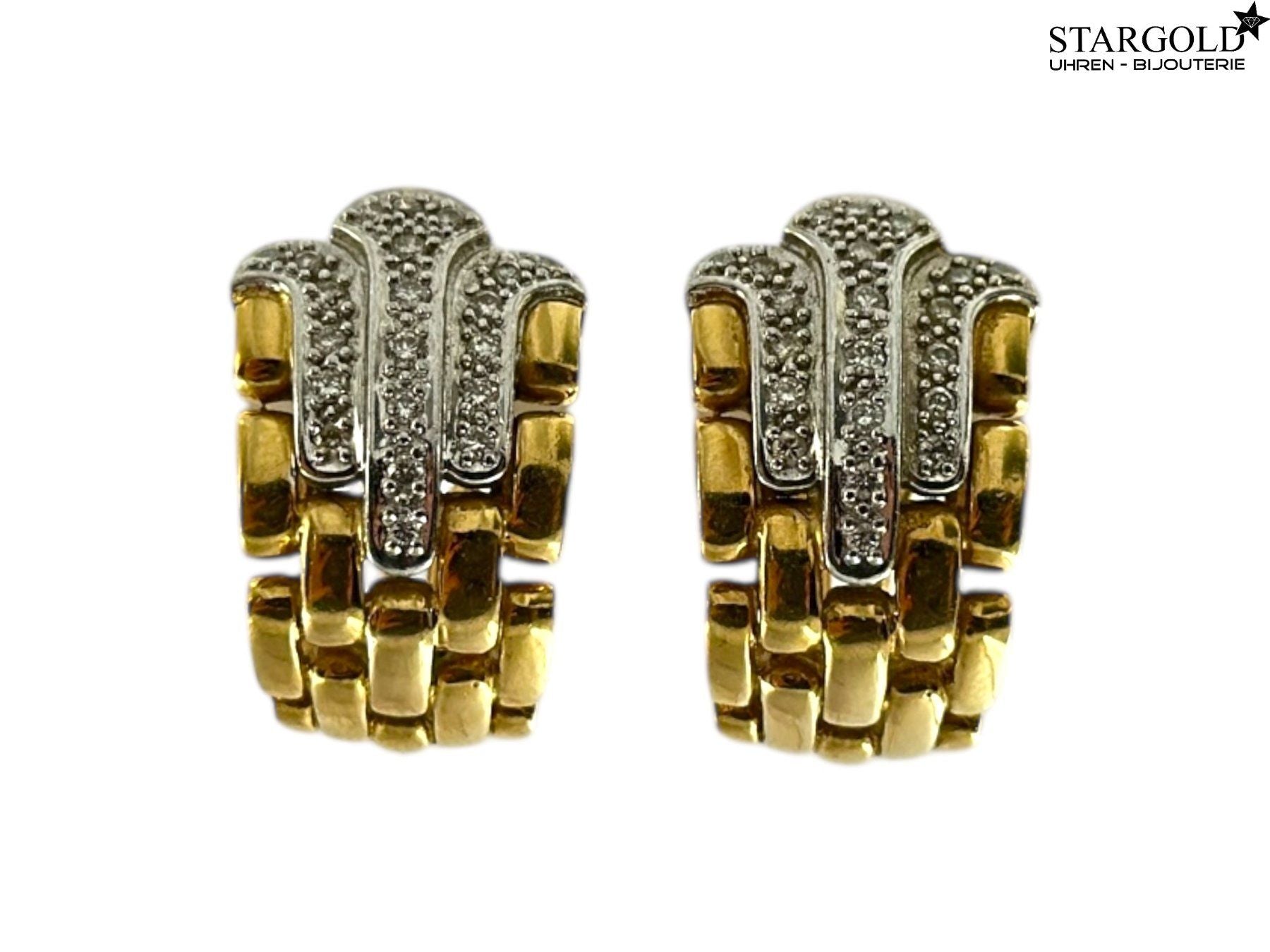 Clip-Ohrring 18K Gelb-& Weissgold mit Diamanten stargold.ch