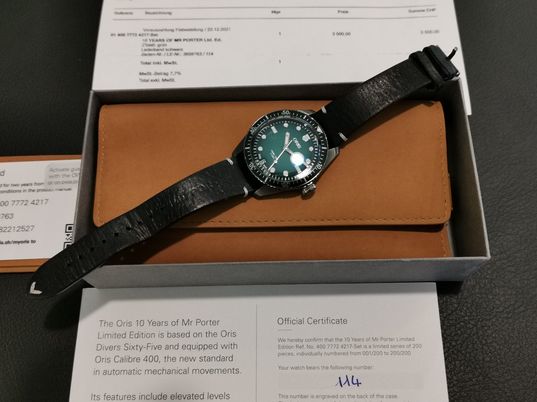 Oris 10 Years of Mr Porter Limited Edition