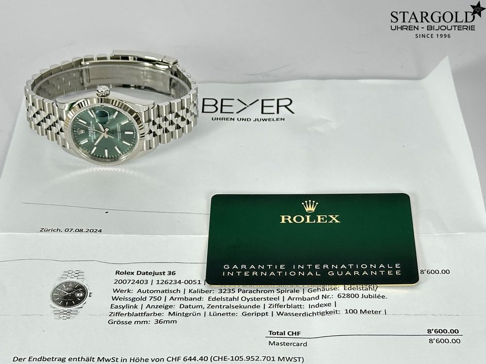 Rolex Datejust 36 grün - 126234