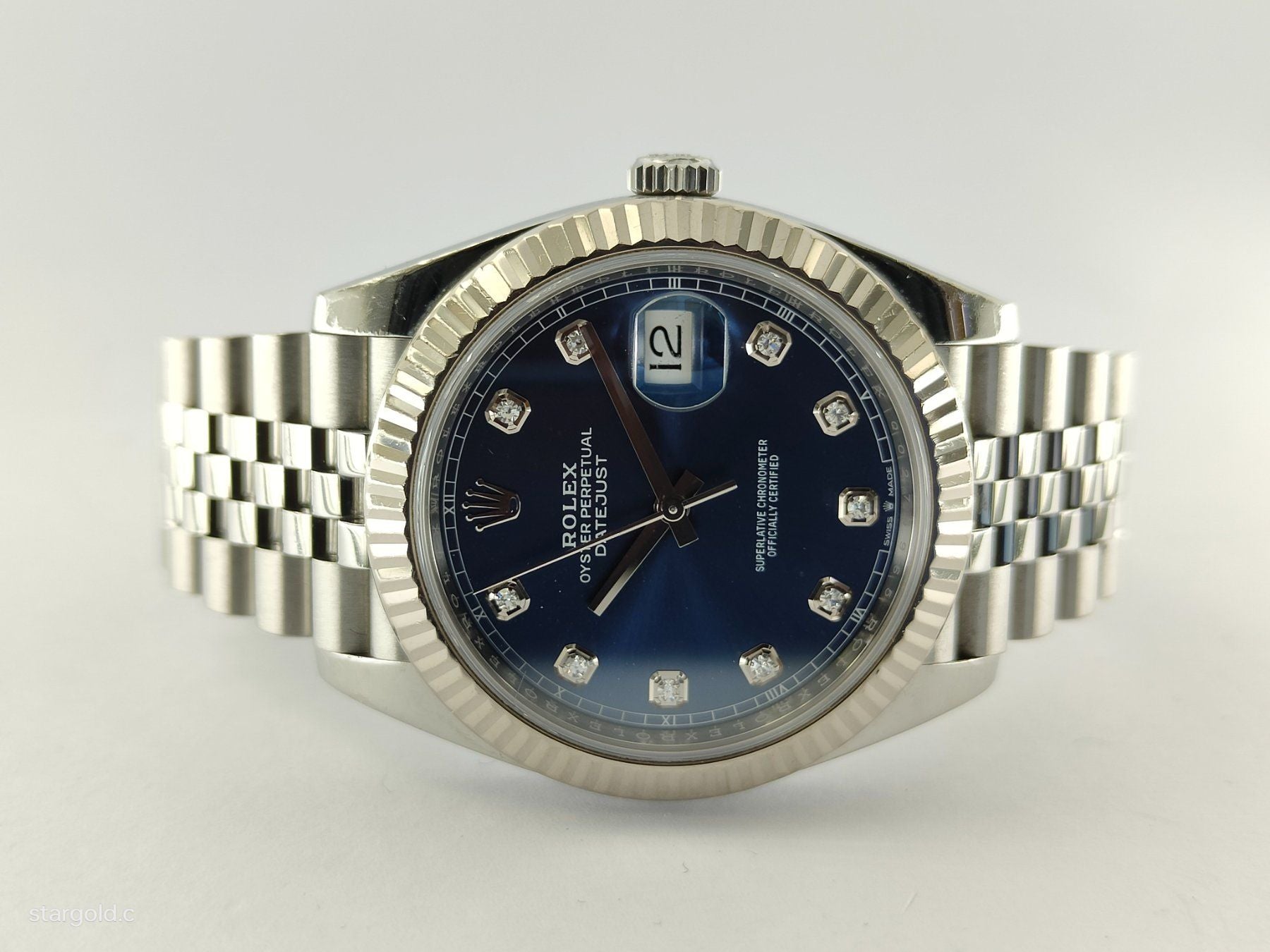 Rolex Datejust 41 bleu avec diamants - 126334