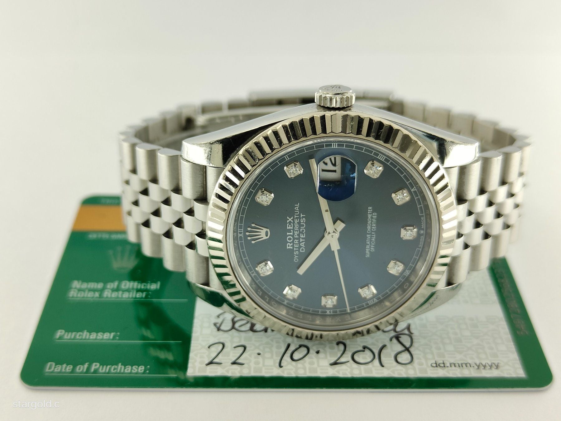 Rolex Datejust 41 bleu avec diamants - 126334