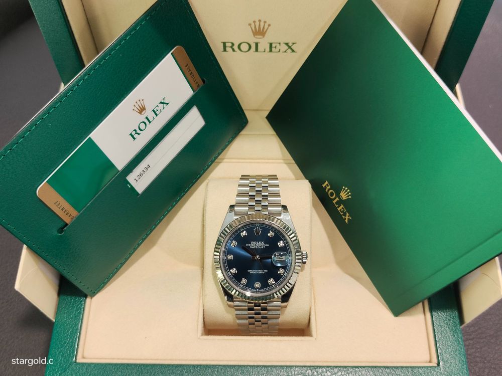 Rolex Datejust 41 bleu avec diamants - 126334