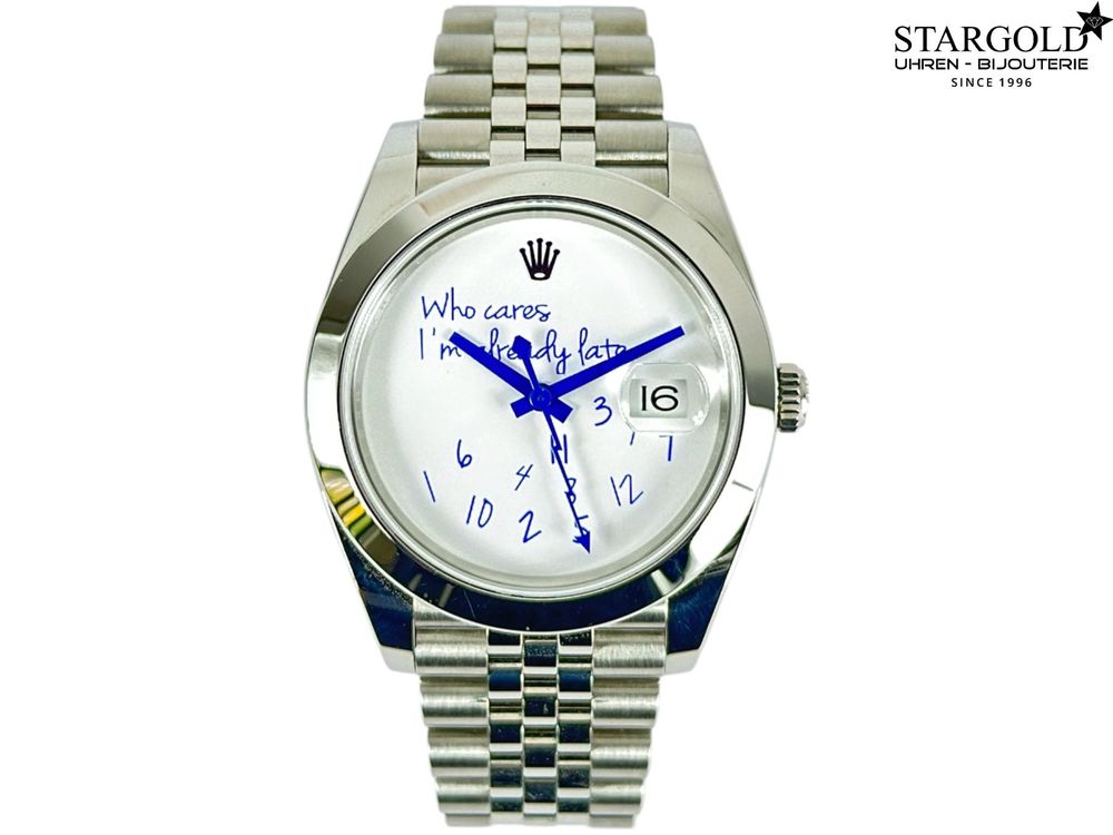 Rolex Datejust 41mm „who cares im already late!“ - 126300 auf Stargold.ch erhältlich.