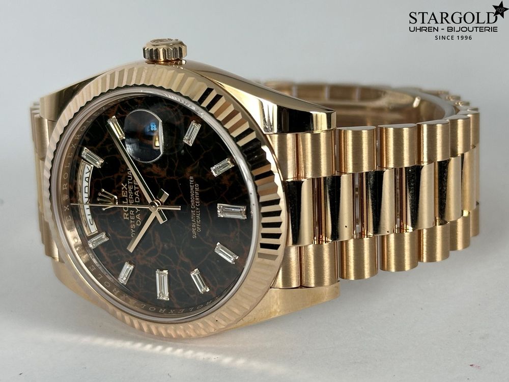 Rolex Day-Date 40 Eisenkiesel Baguette Diamond - 228235