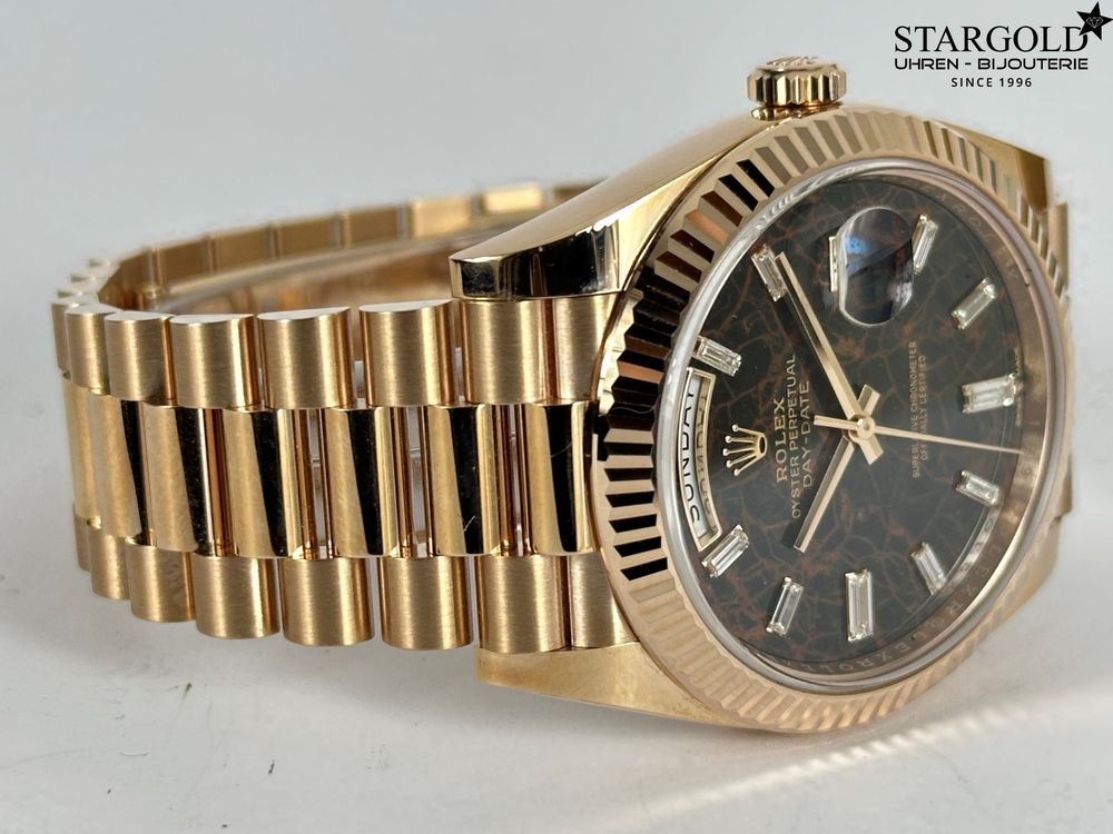 Rolex Day-Date 40 Eisenkiesel Baguette Diamond - 228235