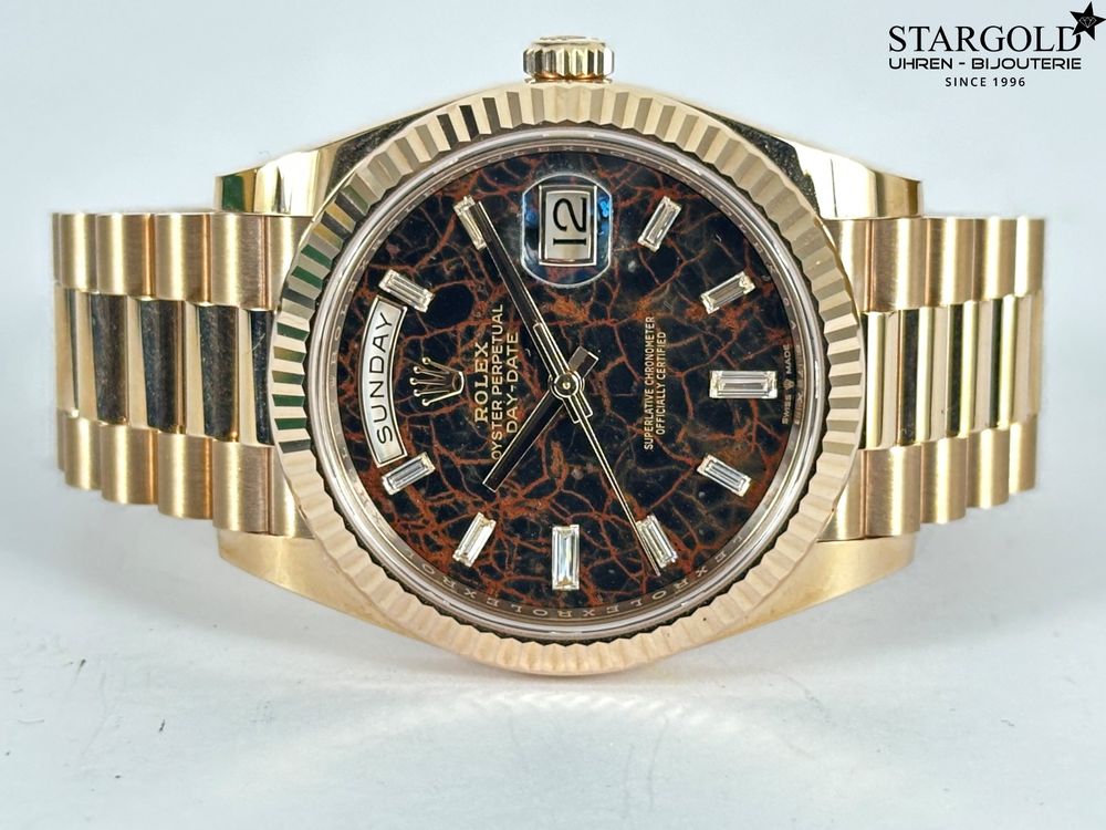 Rolex Day-Date 40 Eisenkiesel Baguette Diamond - 228235