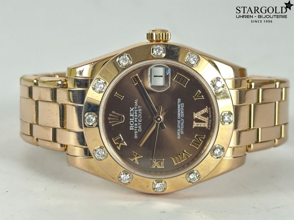 Rolex Lady-Datejust Pearlmaster 34mm 18k rose gold diamond 