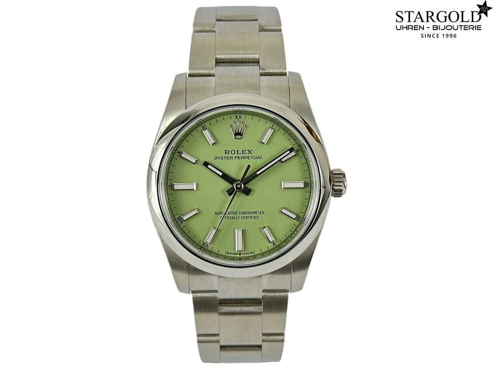Rolex Oyster Perpetual 34 Pistachio - 124200 auf Stargold.ch erhältlich.